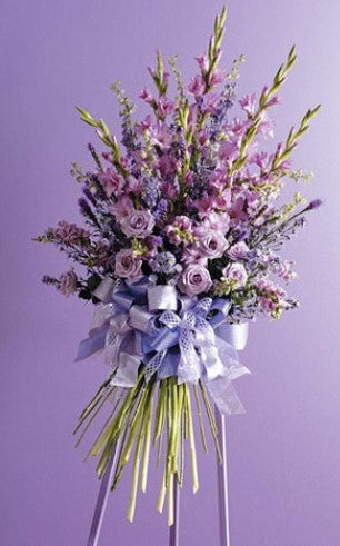 Violet Standing Spray - Elegant Funeral Tribute