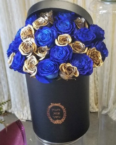 Blue & Gold Rose Box