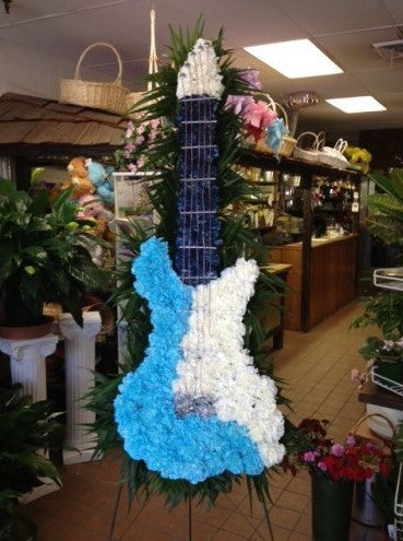 Blue and White Guitar Standing Spray