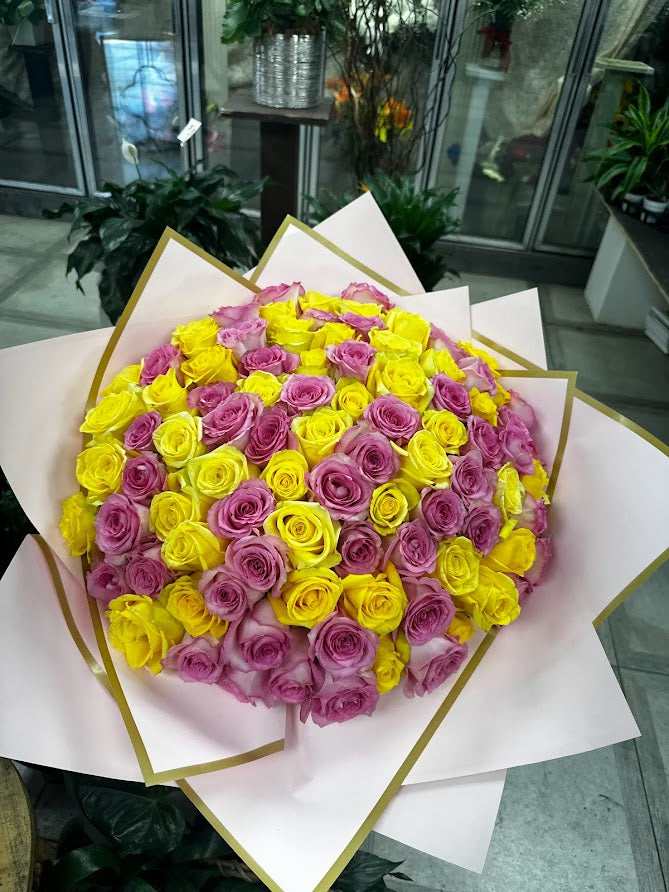 Purple & Yellow Roses Bouquet