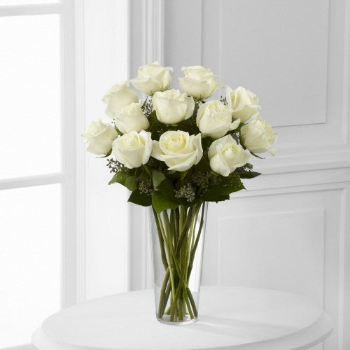 White Roses Vase