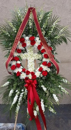 Wreath And Cross Standing Spray