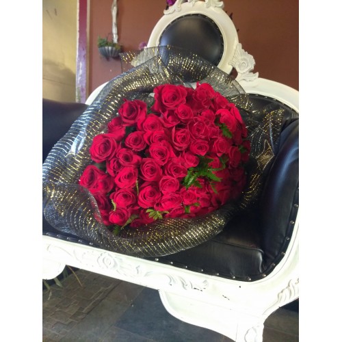 Ramo Buchon 50 Purple and Red roses in Carrollton, TX