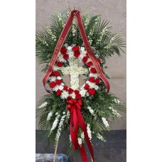 Wreath and Cross  Standing Spray 